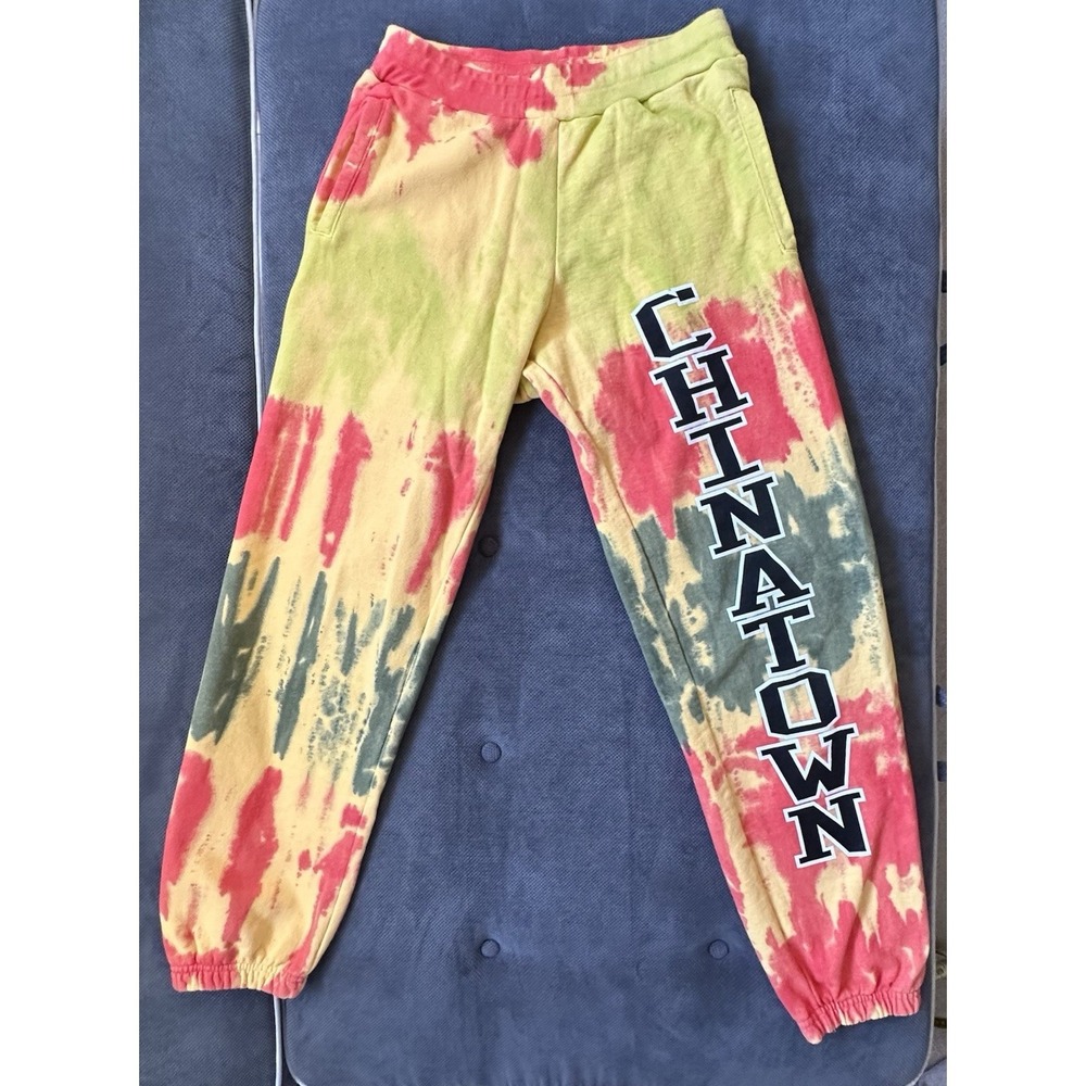 Chinatown Market Tie Dye Sweatpants Size Large Yellow Pockets